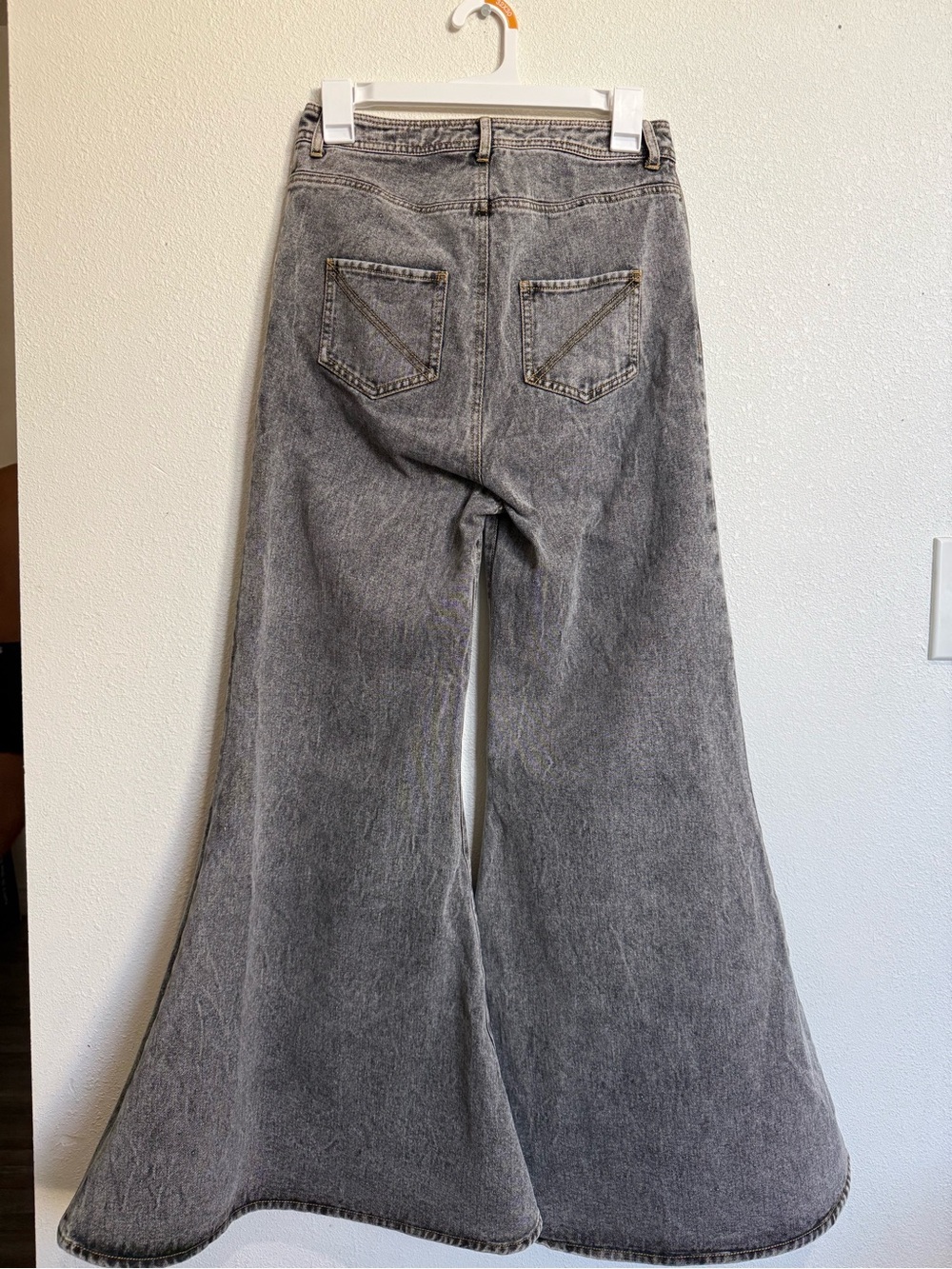 PAMEO POSE Gray Extreme Flare Wide Leg Jeans Y2K Japanese Grunge - Picture 6 of 9